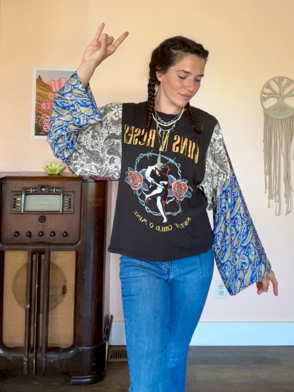 Upcycled Guns N Roses Top